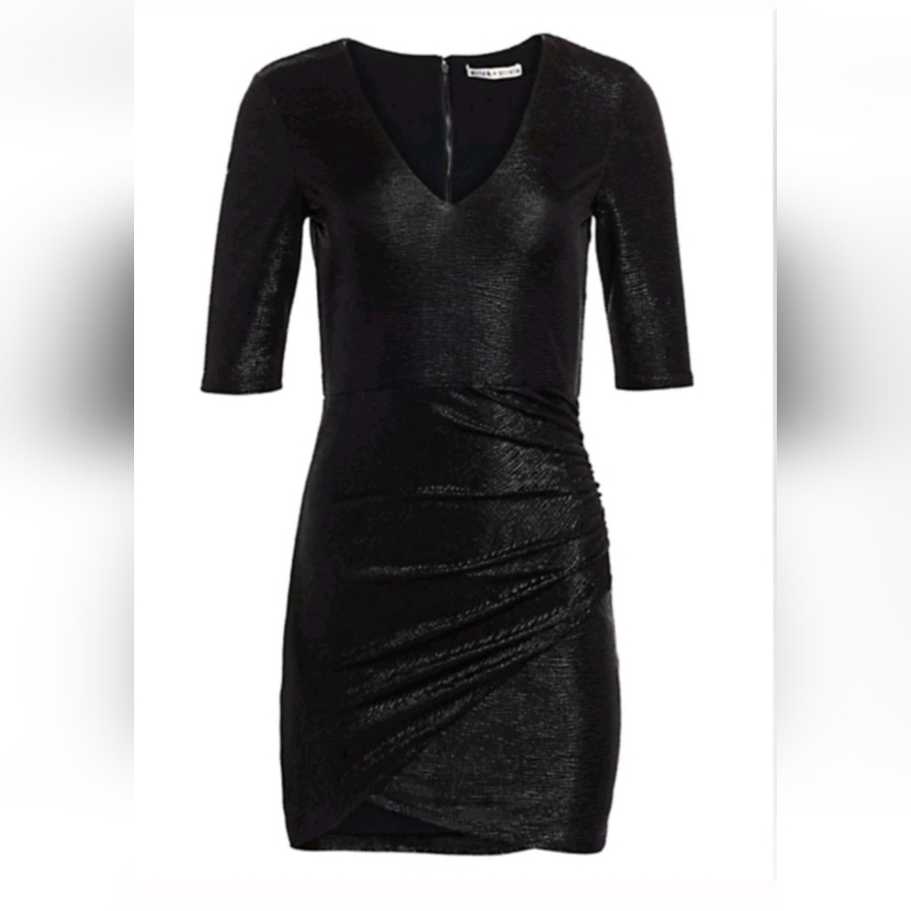 Alice + Olivia Judy Ruched Metallic Dress Size 10 NWT - Picture 12 of 13